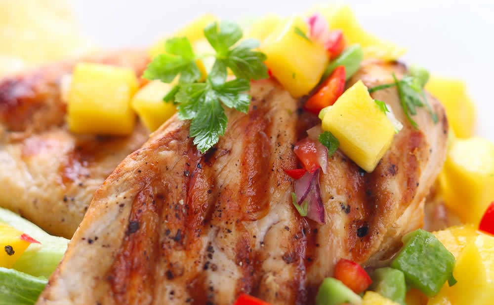 Grilled Blackend Chicken with Melon Salsa