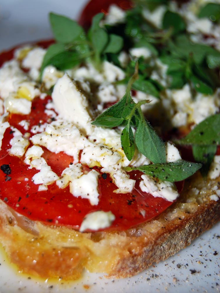 Tomato Sandwich With Feta  And Fresh Oregano
