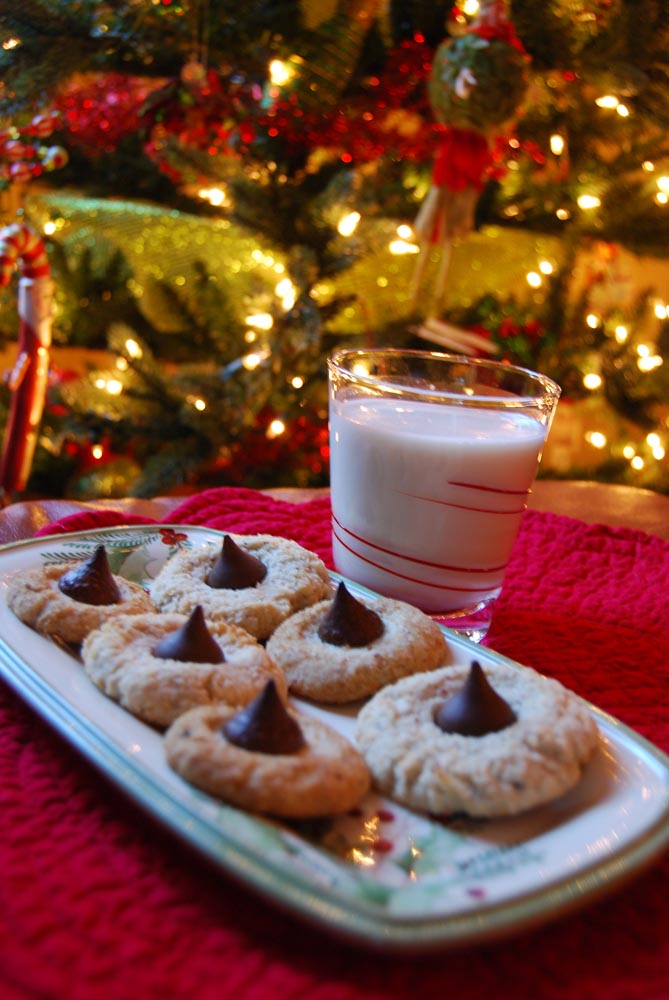 Festive Christmas Cookies With Chocolate Kiss Blossoms